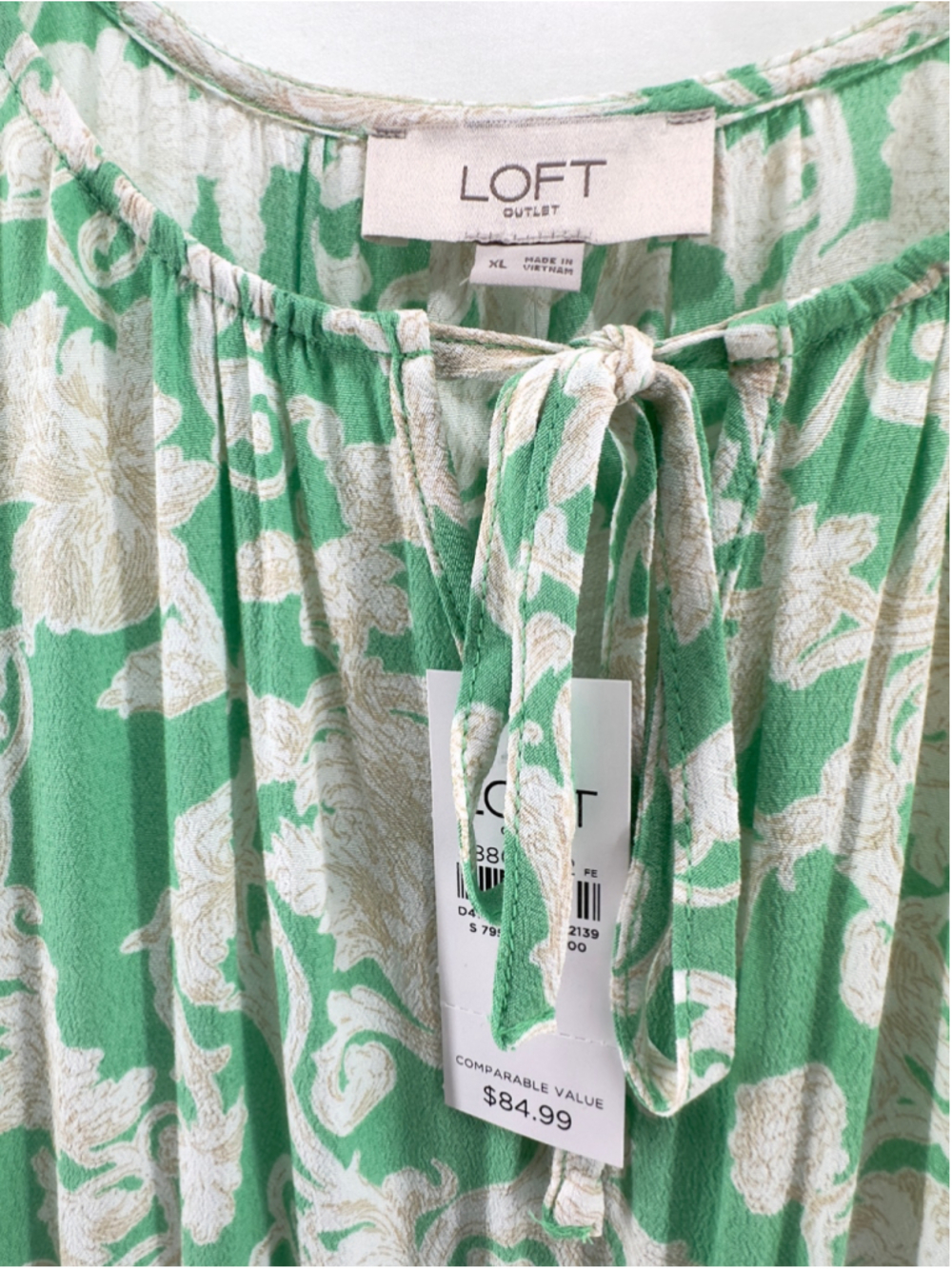 NWT $85 LOFT Outlet Green & Beige FLORAL Sleeveless BOHO SPRING Dress WOMENS XL - Picture 3 of 7